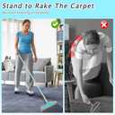 Carpet Rake for Pet Hair Removal - Reusable Pet Hair Remover, 60 Adjustable Long Handle Cat Dog Carpet Rake Scraper, Dog Hair Rake Brush for Rugs, Mats, Couch, Furniture (Blue)