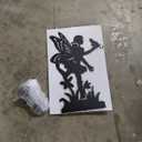 Solar Fairy Garden Outdoor Stake Holding Solar Lantern Outdoor Decor Metal Large Fairy Sitting Moon Silhouette Stakes for Garden Lawn Patio or Courtyard