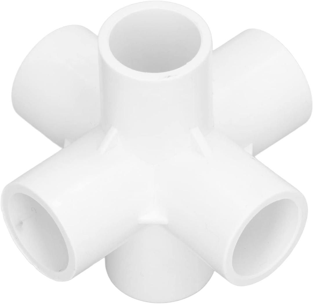 PVC Pipe Connector, 10 PCS PVC Fitting Connector, 6 Way Side Outlet Tees Fitting Elbow (White)