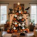 Halloween Ghosts Hanging Ornaments, Flannel Cloth Ghosts Party Garlands for Haunted House Halloween Decorations Indoor, with 39.3 Inch Long Hemp Rope, 9 Ghosts, and 50 Wooden Beads