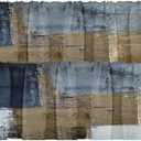 Emvency 2 Pack Valances Window Treatments, Grey and Brown Painting Art Modern Abstract Blackout Adjustable for Living Room Bathroom Bedroom Kitchen Over Sink, 18x52 Inch Rod Pocket Valances