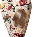 2 x Handcrafted Christmas Heart Ornament, Fabric Holiday Decor, Rustic Reindeer and Santa Pattern, Hanging Tree Decoration (Two)