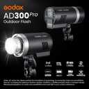 Godox AD300 Pro AD300Pro Outdoor Flash Strobe Light, 300W TTL HSS 1/8000s Studio Flash, 320 Full Power Flashes, 2600mAh Lithium Battery, 12W Modeling Lamp, for Canon Sony Nikon Fuji Olympus Panasonic