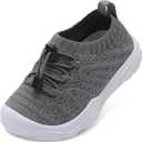 FEETCITY Toddler Slip On Shoes Boys Girls Wide Toddler Tennis Shoes Sports Walking Sneakers (All Grey)