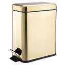 mDesign Small Modern 1.3 Gallon Rectangle Metal Lidded Step Trash Can, Compact Garbage Bin with Removable Liner Bucket and Handle for Bathroom, Kitchen, Craft Room, Office, Garage - Soft Brass