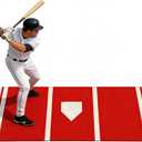 6 x 4 ft Baseball Hitting mat with Non-Slip Rubber Backing, Durable Indoor/Outdoor Softball Pitching mat, High-Visibility Stance Guide, Foldable Baseball mats for Hitting