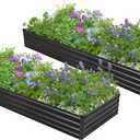 2PCS 8x4x1ft Galvanized Raised Garden Bed Kit, Galvanized Planter Raised Garden Boxes Outdoor, Large Metal Raised Garden Beds for Vegetables,Black