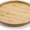 Round Bamboo Tray, Wood Serving Tray, Wooden Platter, Wood Charcuterie Board, Decorative Tray for Coffee Table, 7.9 inch
