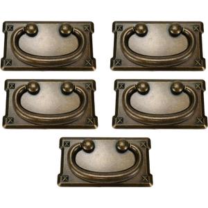5pcs Horizontal Bail Pulls 3 Inch Cabinet Rectangular Drop Ring Boxes Pulls Zinc Alloy Hardware Replacement Handle