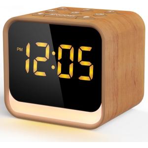 Housbay Wooden Sound Machine Alarm Clock for Bedrooms - Gentle Wake-Up with Birdsong, White Noise for Sleeping, Small Digital Clock for Phone-Free Routine