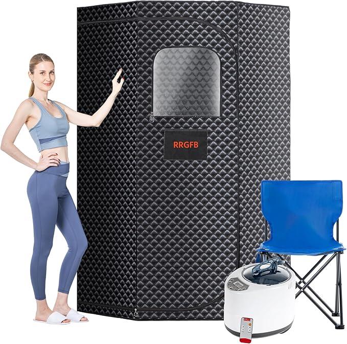 Sauna Box, Portable Steam Tent for Home Detox and Relaxation, Includes 3L Steamer, Remote Controller, Folding Chair, Adjustable Timer 1-60 Min, Large Size