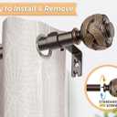 Bronze Curtain Rod 32 to 58 Inches (2.6 to 4.8 ft), USFOOK 7/8 Inch Telescoping Splicing Curtain Rods for Windows 20 to 54 Inch, Drapery Rods with Leaf Finials
