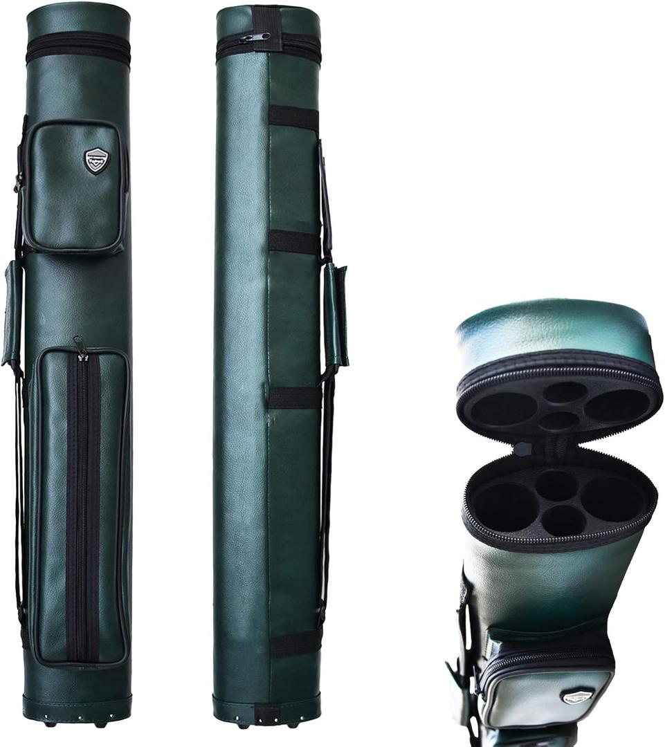 2x2 Hard cue case Pool Cue Billiard Stick Carrying Case (F05-Green)