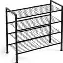4-Tier Shoe Rack,Metal Simple Shoe Storage Organizer Shelf for Closet,Entryway, Bedroom,Garage (Black, 4 Tier)