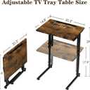 Adjustable Folding TV Tray Table,TV Dinner Small Foldable C-Shaped End Table for Eating,6 Height Adjustable Slide Under Couch Side with Sturdy MDF Top,No Assembly(Brown,2Pcs)