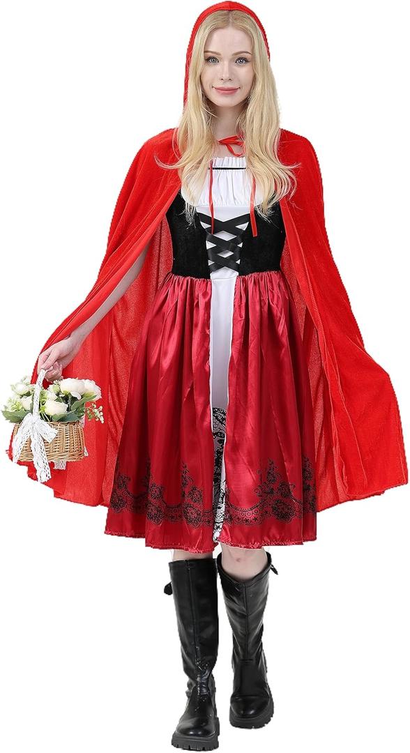 Little Red Riding Hood Halloween Costume,Adult Little Red Riding Hood Costume for Women (Medium)