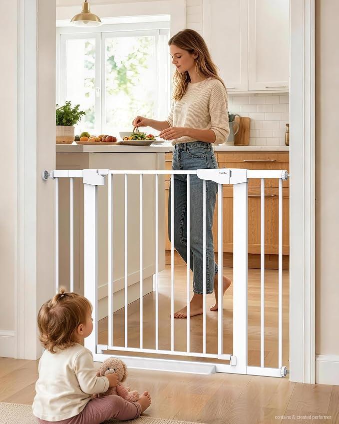 Cumbor 30-43" Baby Gate for Doorways, Auto-Close Dog Gate, No-Drill, White
30.5" Tall Pet Safety Gate, Double Lock Child Gate, Two-Way Swing & One-Hand Adult Access, Kitchen & Hallway Use