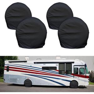 Tire Covers for RV Wheel, Set of 4: Motorhome, Wheel Covers Waterproof Soft Vinyl Tire Protectors Tire Covers Fits 36" to 39" Tire Diameters