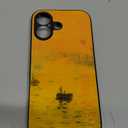 Compatible with iPhone 17 Colorful Design Phone Case, Monet Impression Sunrise Oil Painting Case, Black Silicone Glass Protective Cover
