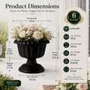 6 Pack Plastic Black Urn Planters, 12'' x 10'' Front Porch Decor