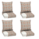 Arden Outdoor Foam Deep Seat Cushion Set (4-Pack), 24x24, Premium High-Density Foam, Never Flattens, Weather-Proof for Patio Chair Sofa Couch, Global Vintage Medallion