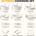 Pots and Pans Set Non Stick 20PCS, Ceramic Cookware Set Detachable Handle Non Toxic Stackable Kithchen Set, Dishwasher Oven Safe Induction Compatiable Frying Pans Pots Skillets, White