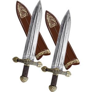 Quescu 2Set Sword Toys,Plastic Roman Sword with Sheath,Medieval Warrior Costume Accessories for Halloween Cosplay LARP,Props