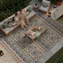 PureCozy 8x10 Blue Easy Jute Outdoor Rug Boho Farmhouse Carpet