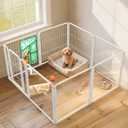 FXW AuraSpace Pro Acrylic & Wire Mesh Indoor Dog Playpen, 24" Height 8 Panels Metal Dog Pen for Puppies & Small Dogs, WhitePatented,  White, 24"H, 4 Acrylic Panels + 3 Wire Panels + 1 Wire Gate