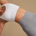 Strappy Sports Bra Criss Cross Back Padded Workout Bra with Wide Band Medium Support Yoga and Running Bra for Women (White, L)