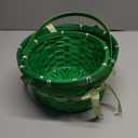 Woven Bamboo Easter Basket with Handle, Round Shape, Purple 1 ct (Green) 2 pack