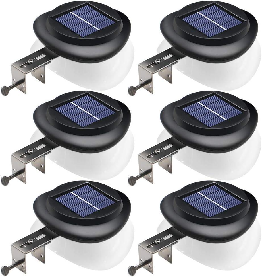 DBF Outdoor Solar Gutter Lights - Solar Fence Lights Outdoor Waterproof LED Deck Lighting Wall Mount Decorative Auto On/Off for Eaves Yard Garage Garden Deck Patio Railing (6 Pack) (Black)
