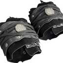 HiiFeuer Medieval Suede Arm Wraps, Renaissance Artificial Fur Bracers, Viking Wrist Band Archery Arm Guards Knight Gauntlets (Black)