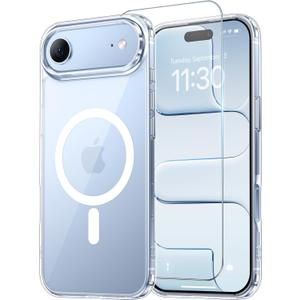Designed for iPhone Air Case Clear, [Compatible with Magsafe][Screen Protector][Anti-Yellowing][17 Ft Military-Grade Protection] Shockproof Slim Magnetic Phone Case for 6.5 inch, Transparent