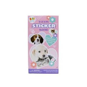 16 Cat & Dog Puffy Foil Sticker Valentines