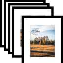 16x20 Picture Frame 5 Pack, Black Poster Frame, Display Pictures 11 x 14 with Mat or 16 x 20 Without Mat for Horizontal or Vertical Wall Mounting, Wall Gallery Frame for Artwork Certificate