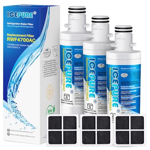 ICEPURE LT1000PC Replacement for LG LT1000P/PC/PCS ADQ747935 ADQ74793501 ADQ74793502 MDJ64844601 LMXS28626S LFXS26973S, LT-1000PC, LT1000, Kenmore 9980 Refrigerator Water and LT120F Air Filter 3 Combo