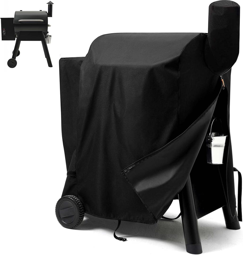 Pellet Grill Cover for Traeger Pro 22/575 Series with Waterproof Zipper, 600D Fade Resistant & Rip-Proof Smoker Fabric, Full-Length Grill Accessories for Century 22 and More (Cover Only)