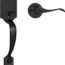 Haidms Front Door Handle Black, Entry&Exterior Door Handles and Reversible Handle Lever,Single Cylinder Door Handle Set with Lower Half Lever for Left and Right Hand Door, Matte Black