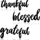 3 Pieces Thankful Grateful Blessed Word Sign Thanksgiving Letter Wall Sign Metal Letter Home Wall Art Decoration Rustic Farmhouse Metal Cutout for Indoor, Outdoor, Living Room and Bedroom (Black)