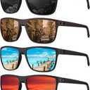 KALIYADI Mens Sun-Glasses Polarized Sunglasses-Men: Classic Sunglasses with Ultraviolet Protection for Driving Fishing Golf,02 Black/Ice Blue/Red/Brown, Multicolor