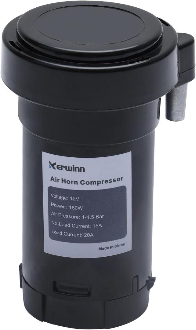 Air Compressor 12V,150db Air Horn Compressor,Air Pump for Horn Trumpet Air Horn Replacement Super Loud Car Horn Compressor Kit for Any Vehicle Lorrys Trucks Trains Boats Cars Vans (black)