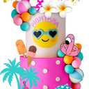 Summer Hawaiian Cake Topper with Swimming Rings Balls Sun Umbrella Beach Cake Decorations for Summer Hawaii Aloha Theme Birthday Supplies