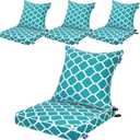Deep Seat Cushions, Outdoor Cushions, Patio Furniture Cushions, Deep Seat & Back Cushion Patio Cushions for Backyard Couch Sofa Fade Resistant (22x24x4 inches 4 Sets, Aqua Plaid)