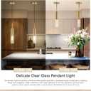 Jonsi Glass Cylinder Pendant Light, Brushed Gold Island Lights for Kitchen,1-Light Mini Pendant Light Fixtures with Clear Glass Shade, Modern Hanging Lights for Stairway, Hallway, Entryway