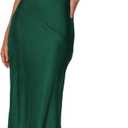 Satin Cowl Neck Sleeveless Backless Maxi Wedding Guest Dress Silk Open Back Tie Back Prom Formal Dresses for Women 2024 (Large, Emeralds)