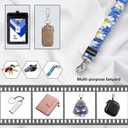 Lanyardio Stretchy Scrunchie Lanyard for ID Badges Keys, Cute Teacher Lanyard for Women with 2 Card Holders 19.8 Inch (Blue Flower)