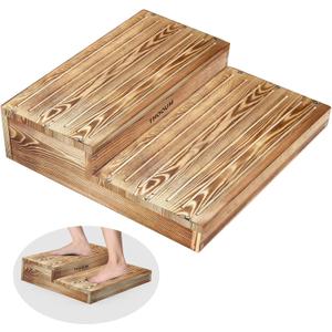 Wooden 2 Step Stool for High Beds, Moderate & Applicable 2-Step Stools for Seniors, Solid Wood steppingStool, Built-in Handle for Easy Carrying, 25.6" W (Extra Large)