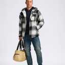 G Gradual Men's Flannel Jacket Fleece Sherpa Lined Hoodies Zip Up Plaid Shirt Warm Winter Jackets for Men with Zipper Pockets (Black White)