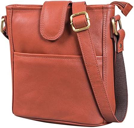 LEABAGS Leather Crossbody Bag - Vintage Genuine Buffalo Leather Handbag - Shoulder Messenger Bag Men Women Briefcase Athens